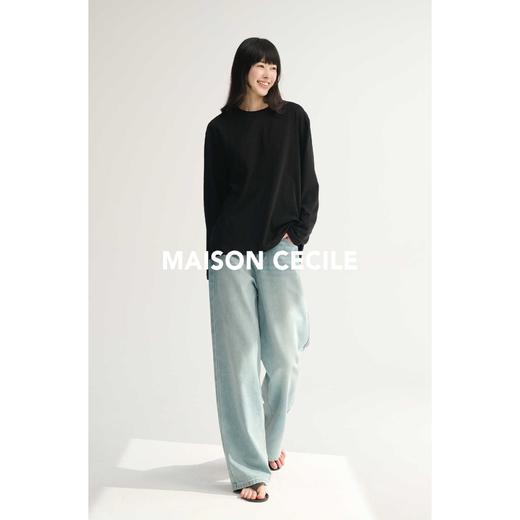 MAISON CECILE四色/高支透气亚麻舒适随性宽松纯色百搭长袖上衣 商品图2