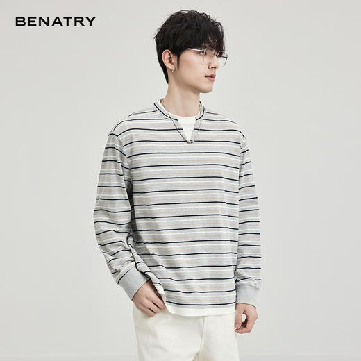 贝纳川条纹长袖T恤ECF113002 商品图1