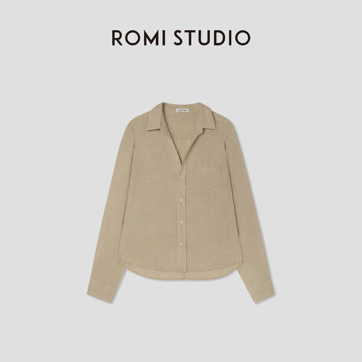 ROMI STUDIO“复古松弛”100%色织亚麻洗水做旧翻领衬衫 RWCSSY2039 商品图0