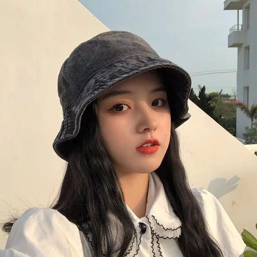 【复古做旧渔夫帽，时尚透气潮款！】复古做旧渔夫帽 纯色水洗棉牛仔帽子 春夏时尚透气情侣盆帽潮-QQ 商品图1