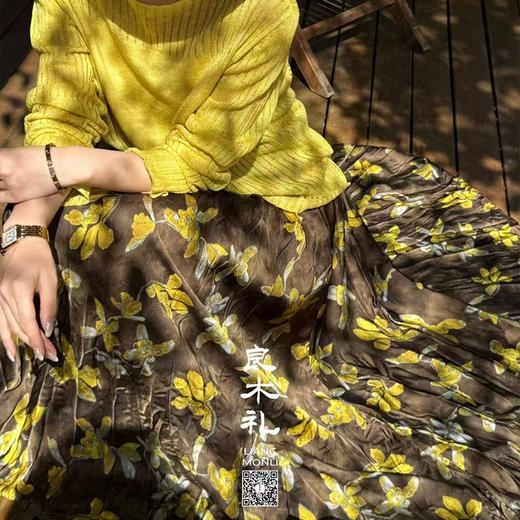 良木礼褶皱碎花长裙（032298） 商品图0