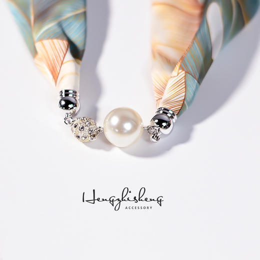 磁吸小领巾 磁力扣丝巾项链装饰围脖懒人发带百搭多功能珍珠飘带百搭丝巾夏季配饰新款爆款 商品图1