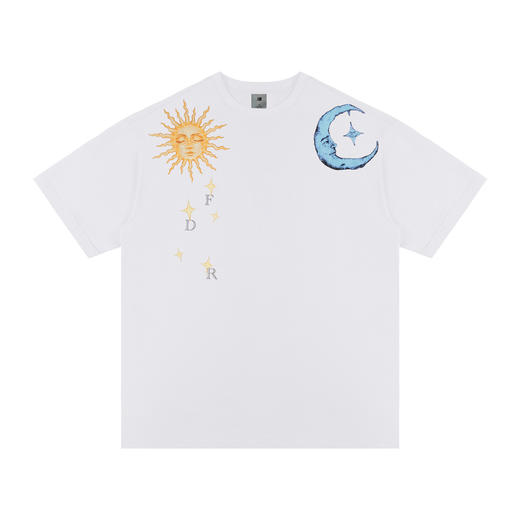 【178元任选3件】FDR官方店 太阳与月亮直喷印花短袖t恤男女夏季美式情侣体恤上衣 商品图3