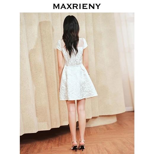 MAXRIENY夏连衣裙蕾丝气质白色夏季少女复古法式提花MS85DR063A10(货号:MS85DR063A10) 商品图4