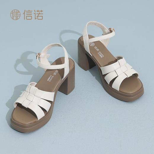 信诺真皮舒适罗马凉鞋女2025夏季新款外穿时尚气质百搭时装女鞋子X5L033-98 商品图9