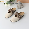 经典鲨2025年夏季新款甜美蝴蝶结时尚方头软底舒适半拖鞋女KC19-529071 商品缩略图0