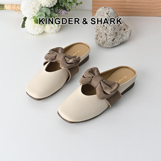 经典鲨2025年夏季新款甜美蝴蝶结时尚方头软底舒适半拖鞋女KC19-529071 商品图0