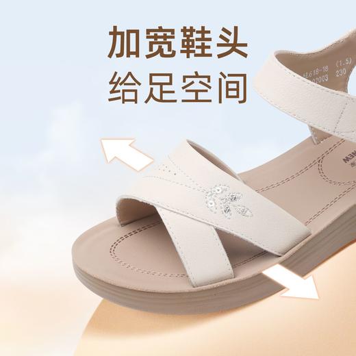 信诺真皮舒适妈妈凉鞋2025夏季新款不累脚轻便软底女鞋平底老人鞋5L618-18 商品图3