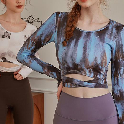 跃牌【洛水之神系列】国风塑形瑜伽服休闲长袖跑步亲肤运动健身上衣880 商品图3