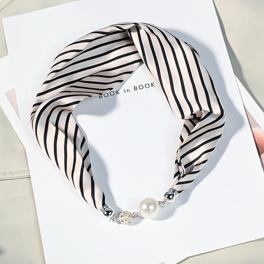 磁吸小领巾 磁力扣丝巾项链装饰围脖懒人发带百搭多功能珍珠飘带百搭丝巾夏季配饰新款爆款 商品图9