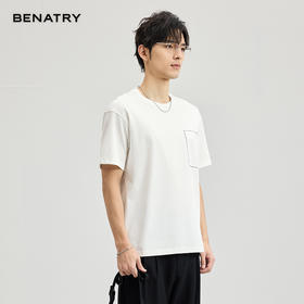 贝纳川醋酸莫代尔绣口袋短袖T恤ECF114005