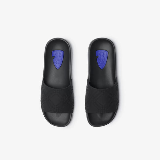 BURBERRY 巴宝莉 男士B盾造型压纹格纹潜水拖鞋 黑色 8104718 A1189 商品图1