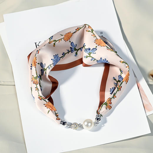 磁吸小领巾 磁力扣丝巾项链装饰围脖懒人发带百搭多功能珍珠飘带百搭丝巾夏季配饰新款爆款 商品图8