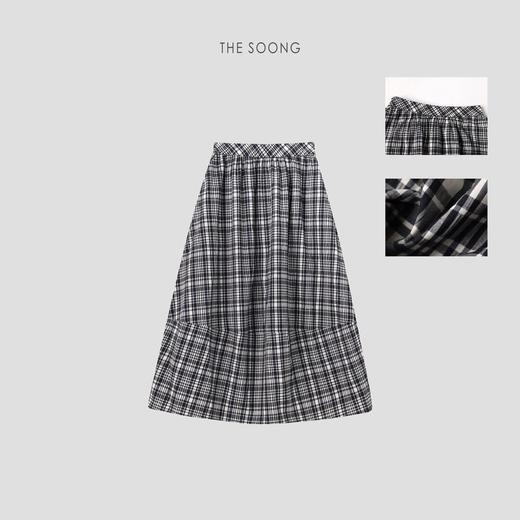 THESOONG"格子裙"复古交织线条格纹肌理弹力花苞半身裙HBQZ6632 商品图2