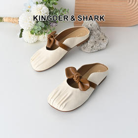 经典鲨2025年夏季款时尚褶皱甜美蝴蝶结软底室内外半拖鞋女KW163-529031