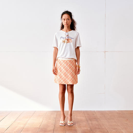 NUTH半透斜纹格子双层A摆短裙半身裙 商品图4