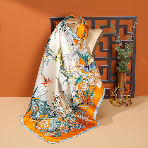 丝巾 真丝丝巾新款百搭桑蚕丝丝巾70方巾装饰围巾夏季伴手礼百搭丝巾夏季配饰新款爆款 商品图7