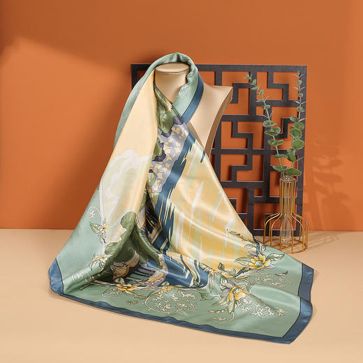 高级感真丝丝巾90春秋女士大方巾防晒新款素绉缎桑蚕丝高档伴手礼百搭丝巾夏季配饰新款爆款夏季披风丝巾 商品图10