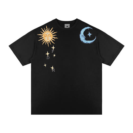 【178元任选3件】FDR官方店 太阳与月亮直喷印花短袖t恤男女夏季美式情侣体恤上衣 商品图4