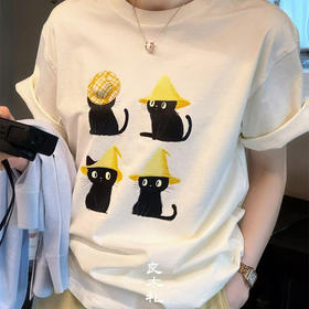 【现货】良木礼趣味猫咪白T（7374）