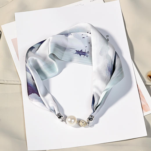 磁吸小领巾 磁力扣丝巾项链装饰围脖懒人发带百搭多功能珍珠飘带百搭丝巾夏季配饰新款爆款 商品图13