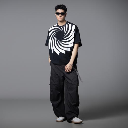 PINLI品立2025夏季新款潮牌手工印花短袖T恤男士小众宽松休闲上衣B252111029 商品图1