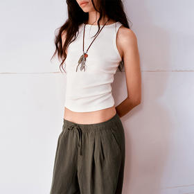 NUTH多色莱卡抗菌坑条弹力修身工字背心女