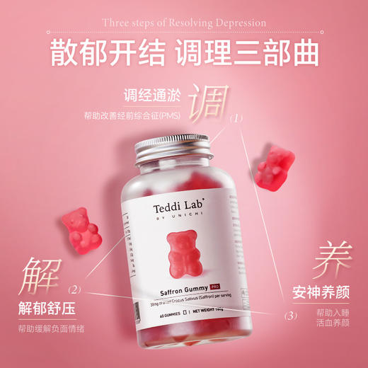 【保税】澳洲Unichi舒压小熊软糖 散郁舒压好心情 60粒/瓶 商品图1