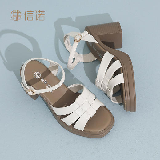 信诺真皮舒适罗马凉鞋女2025夏季新款外穿时尚气质百搭时装女鞋子X5L033-98 商品图8
