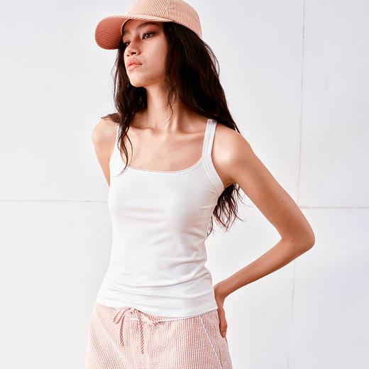 1.15上午10点8.8折！NUTH亲肤莫代尔撞色花边吊带背心女 商品图3