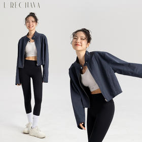 L RECNAVA 小立领带拉链宽松上衣 机能风工装外套 高腰款显腿长