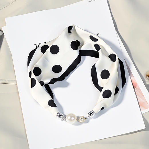 磁吸小领巾 磁力扣丝巾项链装饰围脖懒人发带百搭多功能珍珠飘带百搭丝巾夏季配饰新款爆款 商品图0