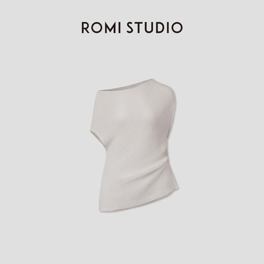 ROMI STUDIO“松弛随性”春夏设计感不规则斜肩针织T恤 RWCRSJ2627 商品图0