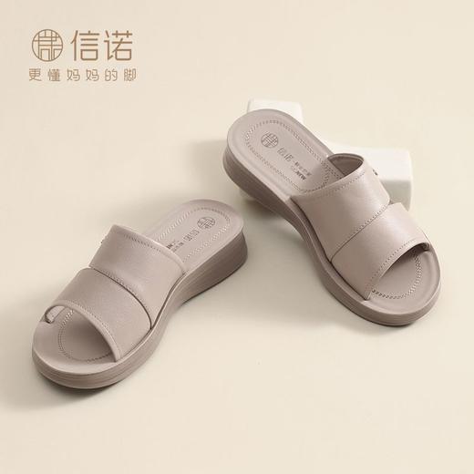 信诺真皮拖鞋女新款2025夏季软底妈妈外穿轻便舒适中老年中年凉鞋5L618-30 商品图4