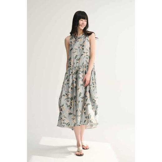 MAISON CECILE设计师印花/新中式花卉优雅真丝桑蚕丝背心连衣裙 商品图1