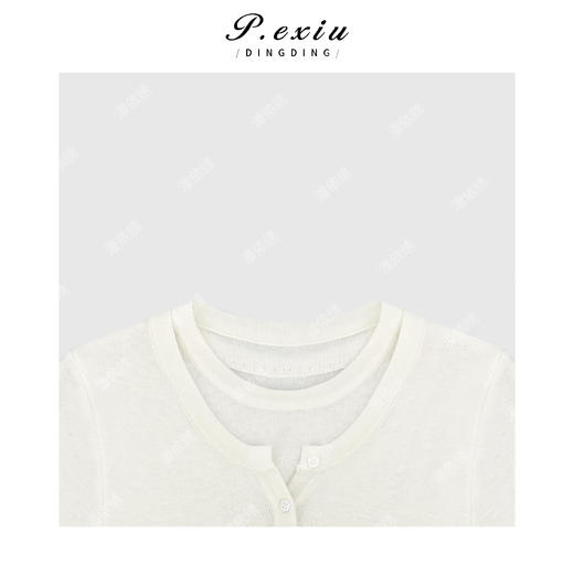 04-3潘依绣丁丁宠粉羊-毛双重领设计感假两件正肩短袖 ZZ0802 商品图3