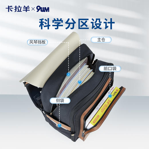 卡拉羊X九微米20L小学生3-6年级防下坠减负气囊缓震轻奢立体书包 凯旋门 U2607-1 商品图6