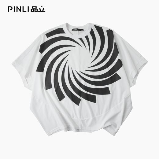 PINLI品立2025夏季新款潮牌手工印花短袖T恤男士小众宽松休闲上衣B252111029 商品图5