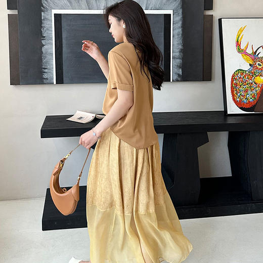 洛诗琳05551圆领真丝T2025夏季高级感显瘦百搭真丝上衣女0766 商品图4