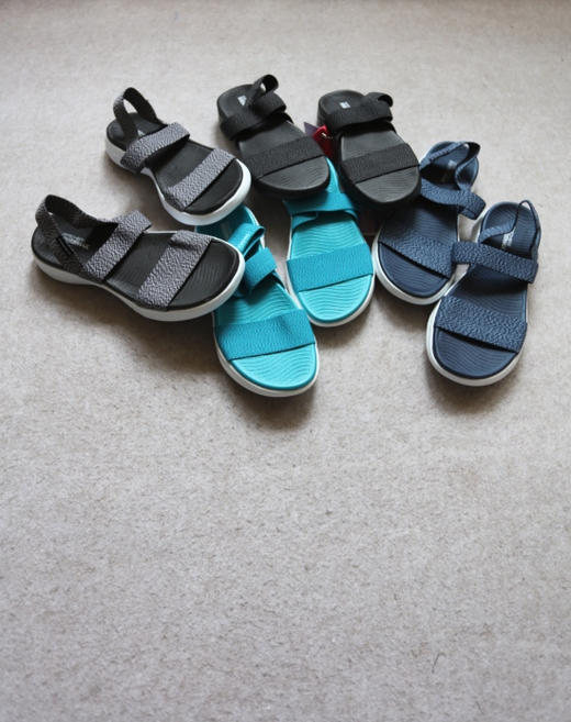 简单粗暴 哈！女段 Skechers 针织弹力带 轻便 一脚蹬 小厚底 凉鞋 商品图0