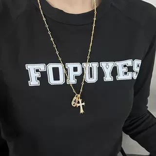 CH潮牌克罗伈22K金色十字架满钻小吊牌双吊坠项链泰银跨境毛衣链 商品图4