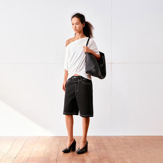 NUTH斜肩微透露肩宽松蝙蝠袖短袖T恤女 商品图3