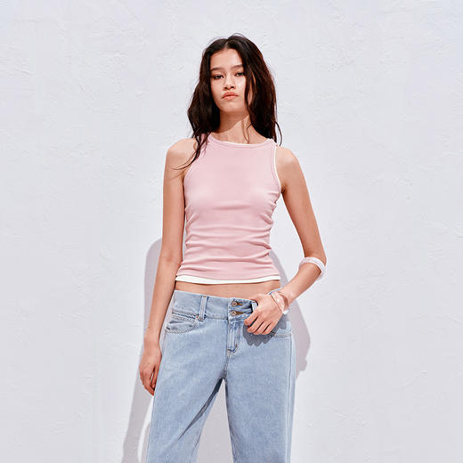 NUTH多色莱卡抗菌坑条弹力修身工字背心女 商品图1