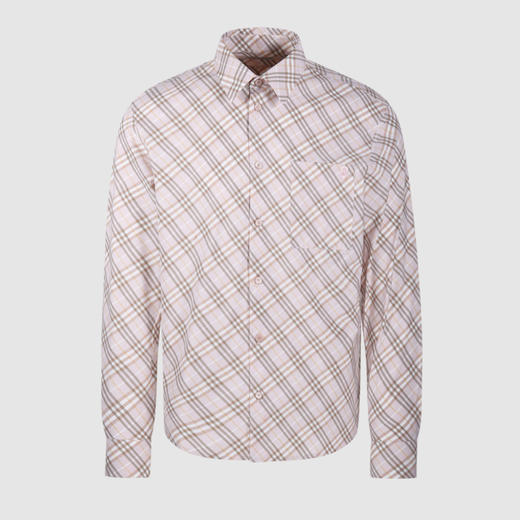 BURBERRY 巴宝莉 男士B字盾形刺绣宽松格纹棉质长袖衬衫 格子 8104476 C2143 商品图0