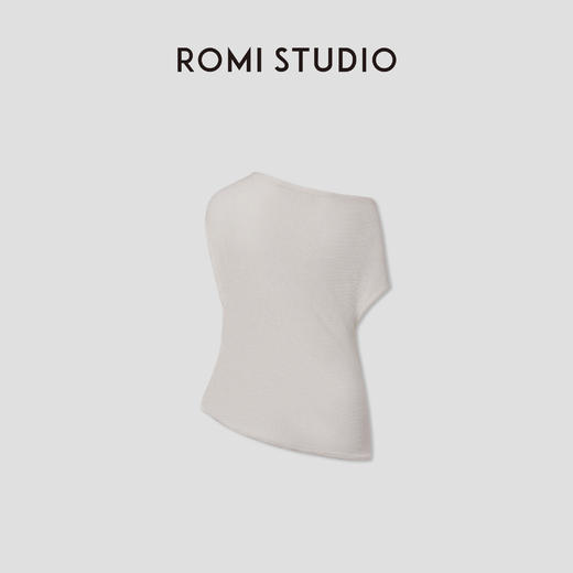 ROMI STUDIO“松弛随性”春夏设计感不规则斜肩针织T恤 RWCRSJ2627 商品图1