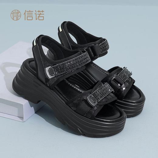 信诺品牌运动厚底沙滩鞋老爹松糕底凉鞋女款2025夏季新款透气女鞋X5L135-75 商品图6
