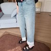 2025新品  软软同款【消失的胯】设计感时尚浅色水洗拼蕾丝边牛仔裤 商品缩略图1