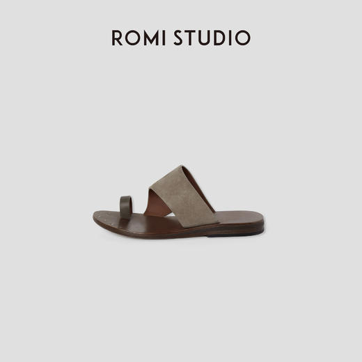 ROMI STUDIO“夏日松弛”牛皮拼羊皮休闲平底套趾拖鞋 RWCRP32037 商品图1