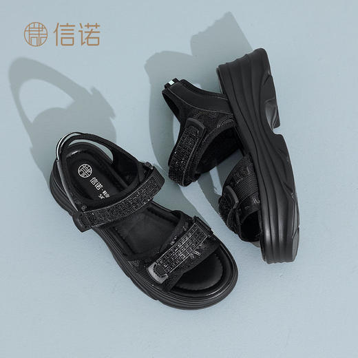 信诺品牌运动厚底沙滩鞋老爹松糕底凉鞋女款2025夏季新款透气女鞋X5L135-75 商品图5