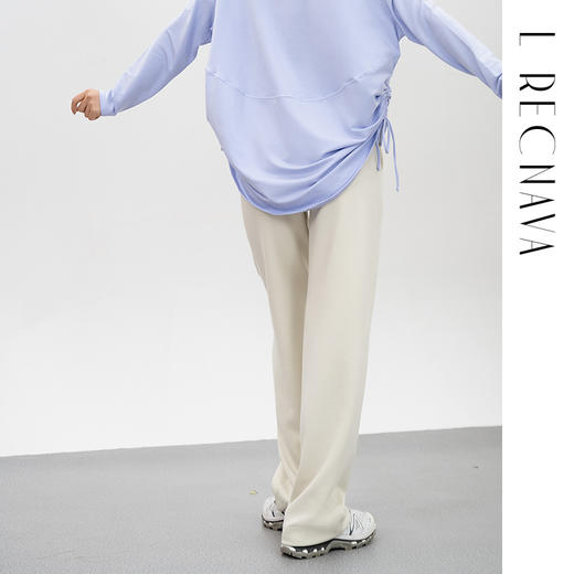 L RECNAVA 莫代尔云感空气层直筒裤 高腰松紧腰头宽松裤 显腿直 挺阔不易起球 商品图6